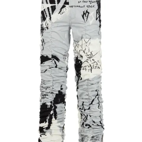 MJB Marc Jaques Burton Graffiti Art Digitally Printed Stack Pants, Online Price £526, Size 34