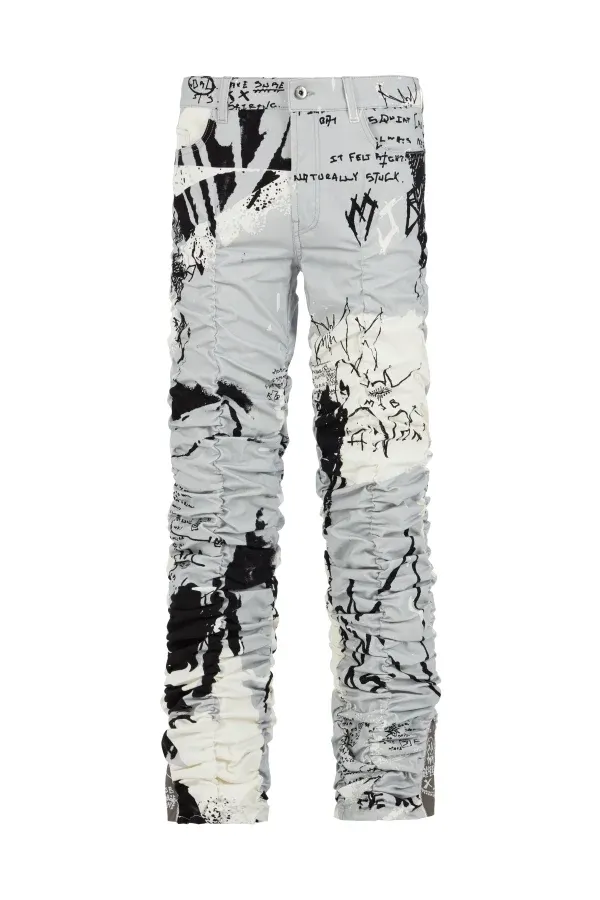 MJB Marc Jaques Burton Graffiti Art Digitally Printed Stack Pants, Online Price £526, Size 34