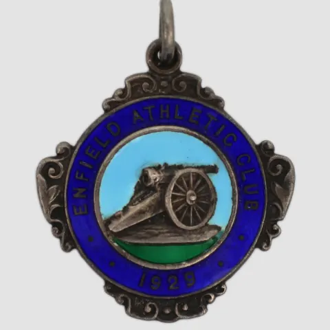 Enfield Athletic Club Enamel Silver Pendant Birmingham 1928