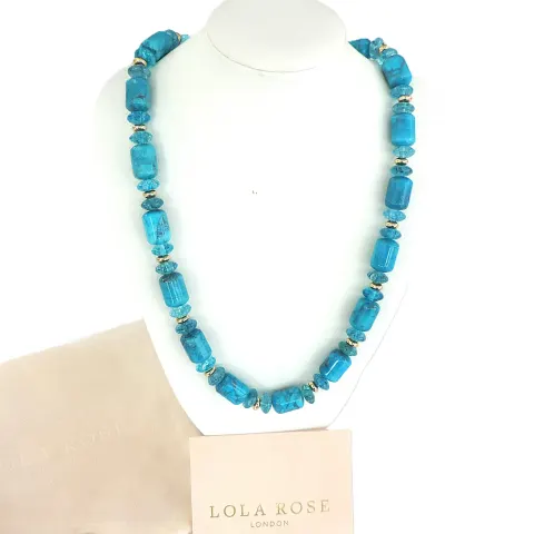 Lola Rose London Blue Azurite Gemstone Necklace New With Certificate & Gift Pouch