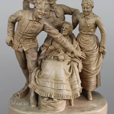 Large Painted Plaster Figural Sculpture by John Rogers