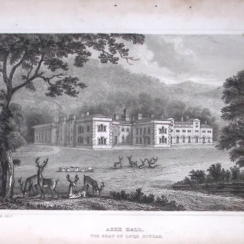 Aske Hall Nr Richmond Yorkshire 198 Years-Old Thomas Allen Antique Steel Engraving-81
