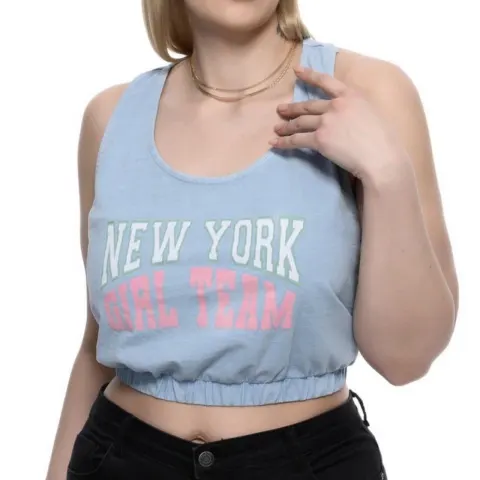 1 New York Pastel Coloured, Scoop Neck Crop Tops Sizes May Vary RRP £16