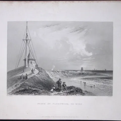 Fleetwood On Wyre Scene WH Bartlett 1842 Antique Steel Engraving-110