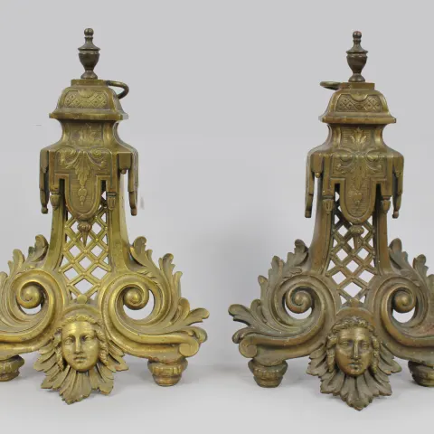 Fine Antique Brass Fire Chenets