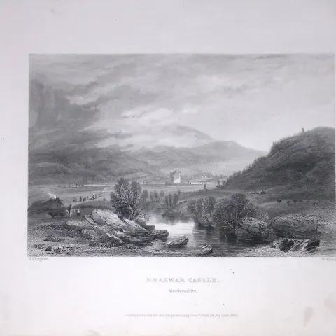 Braemar Castle Scotland 188 Years-Old W Beattie Antique Steel Engraving-59a