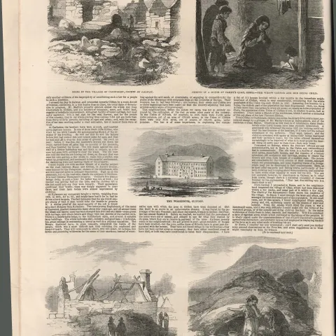 Irish Famine Starvation Galway County Clare 1850 Antique Print