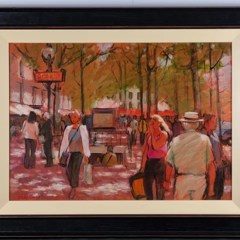Original Oil By Tony Rome "At The Metro, Paris"