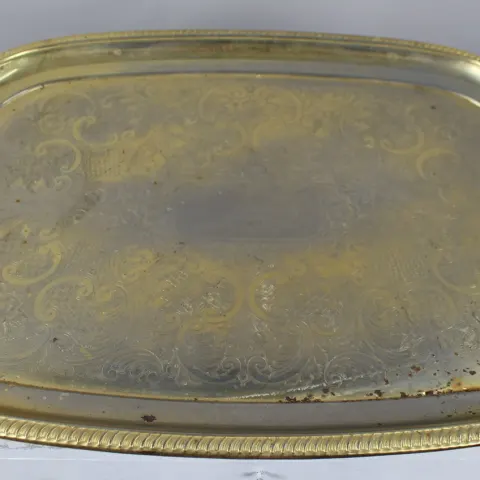 Large Vintage Gold Plated Tray