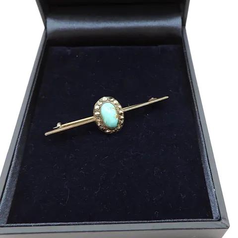 Vintage Sterling Silver Turquoise & Marcasite Brooch