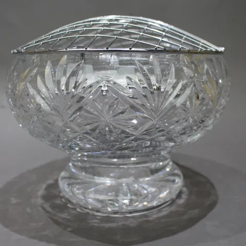 Vintage Cut Glass Crystal Rose Bowl