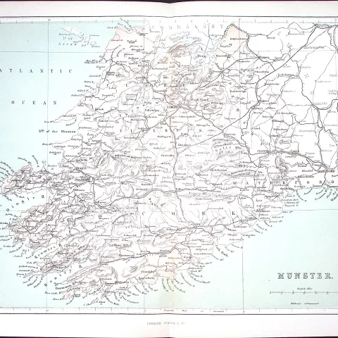 The Province of Munster Ireland 150 Years-Old Coloured Antique 1875 Map-4