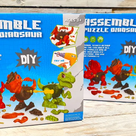 2 x Dinosaur Assemble Puzzle Toy. DIY Tools Child Game Activity Educational. Rrp £24