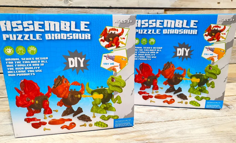 2 x Dinosaur Assemble Puzzle Toy. DIY Tools Child Game Activity Educational. Rrp £24