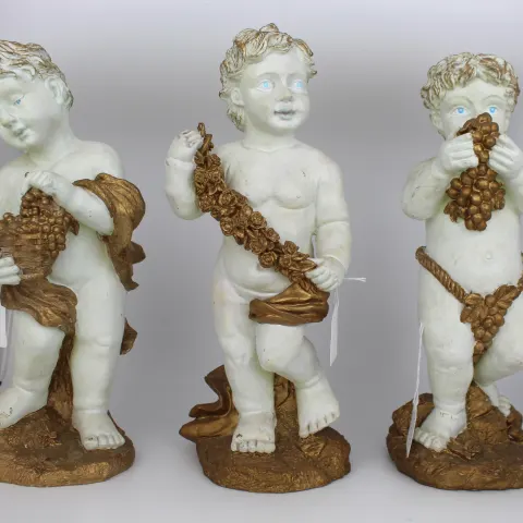 Set of 3 Vintage Painted Cherub Figures