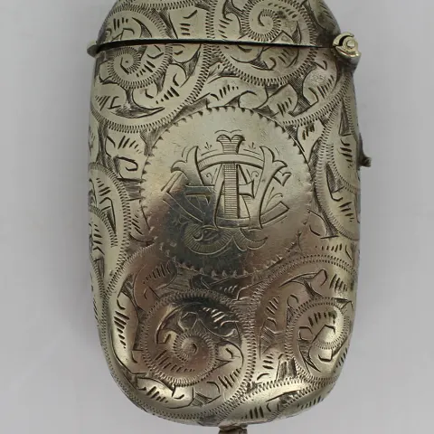 Early 20th c. Silver Plated Match Vesta Sovereign Stamps Case