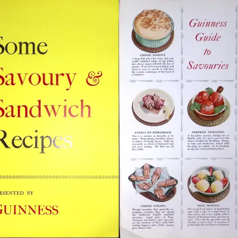 Guinness Guide Savoury & Sandwiches Recipes Coloured 60-Year-Old 4 Page Print