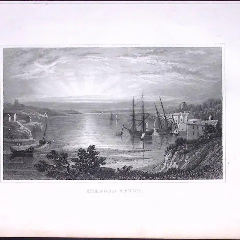 Wales Milford Haven Antique 166-Year-Old  Steel Engraving-21