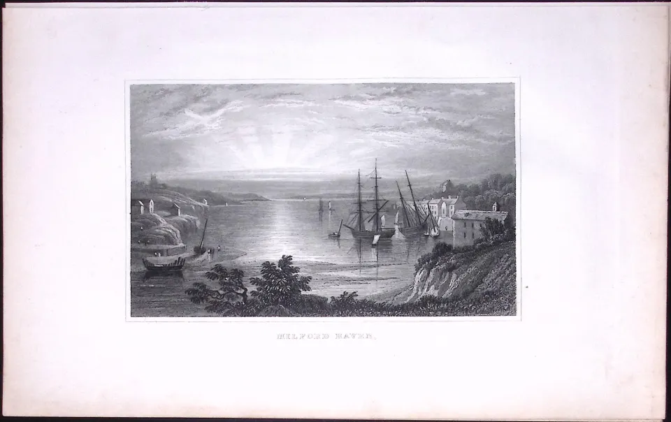 Wales Milford Haven Antique 166-Year-Old  Steel Engraving-21