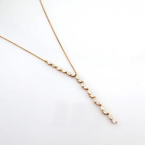 18K Rose Gold Necklace Detailed With Marquise Cut Diamonds
