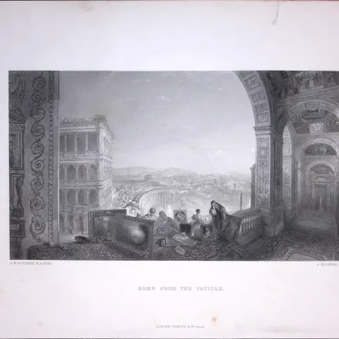 J.M.W Turner Rome View From The Vatican Antique Steel Engraving-39-TR