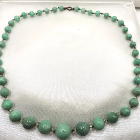Vintage Amazonite Gemstone Necklace With Gift Pouch