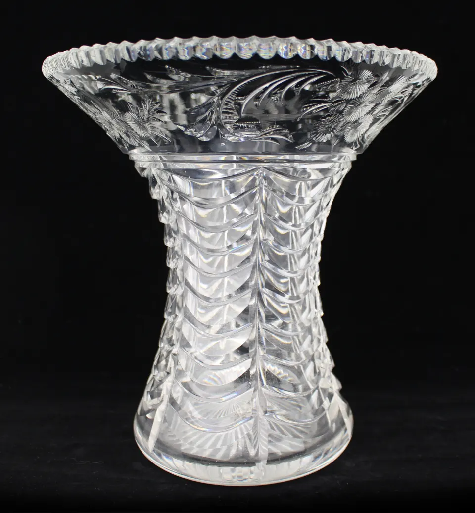 Fine Vintage Cut Glass Splayed Vase