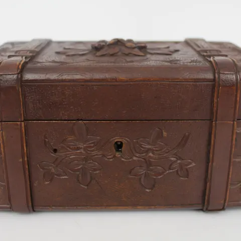 Edwardian Carved Black Forest Oak Box