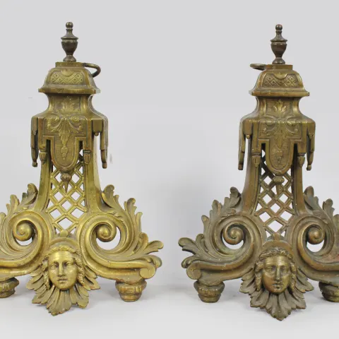 Fine Antique Brass Fire Chenets
