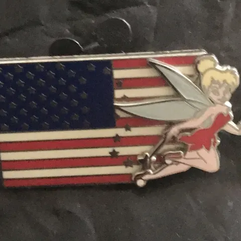 Vintage Disney Tinkerbell and USA Flag Pin