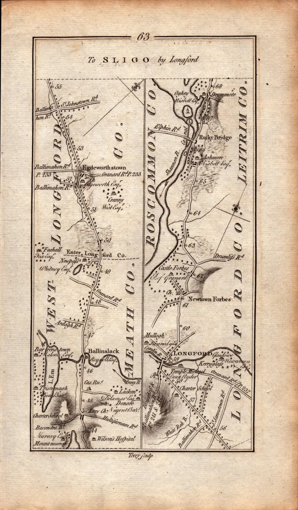 Ireland Rare Antique 1777 Map Sligo Longford Carrick On Shannon Areas.