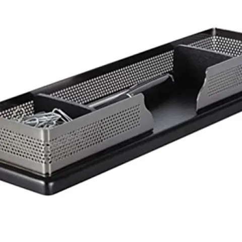 Eldon Expressions Wood and Punched Metal Supply Organizers Black and Gun Metal L1B