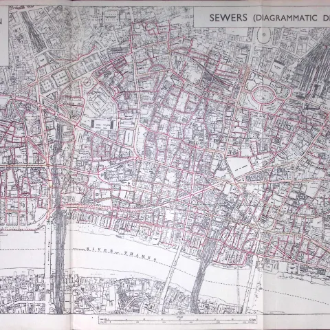 City of London Reconstruction Sewers Diagrammatic Depths 1944 Map-8