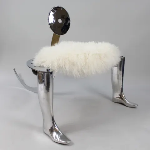 Designer Chromed Antique Shoemakers Chair
