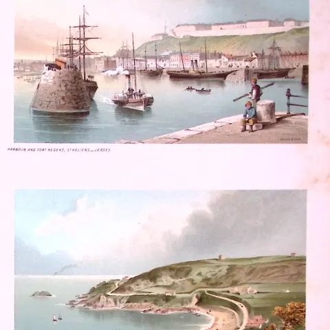 Jersey St Heliers Harbour & Anne Port Victorian Antique Double Print-42