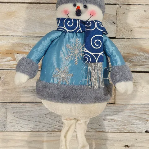 Luxury 3d Fabric Tall Standing Snowman in Blue. Rrp £39.99