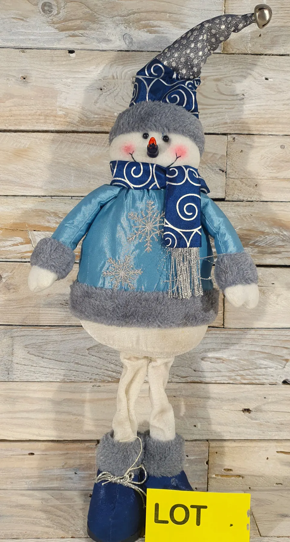 Luxury 3d Fabric Tall Standing Snowman in Blue. Rrp £39.99