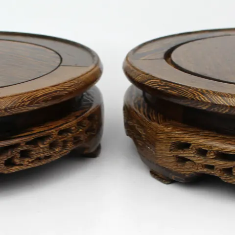 Pair of Chinese Carved Hardwood Vase Stands Plinths