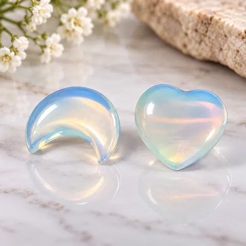 Opalescent Heart & Crescent Moon Decorative Stones