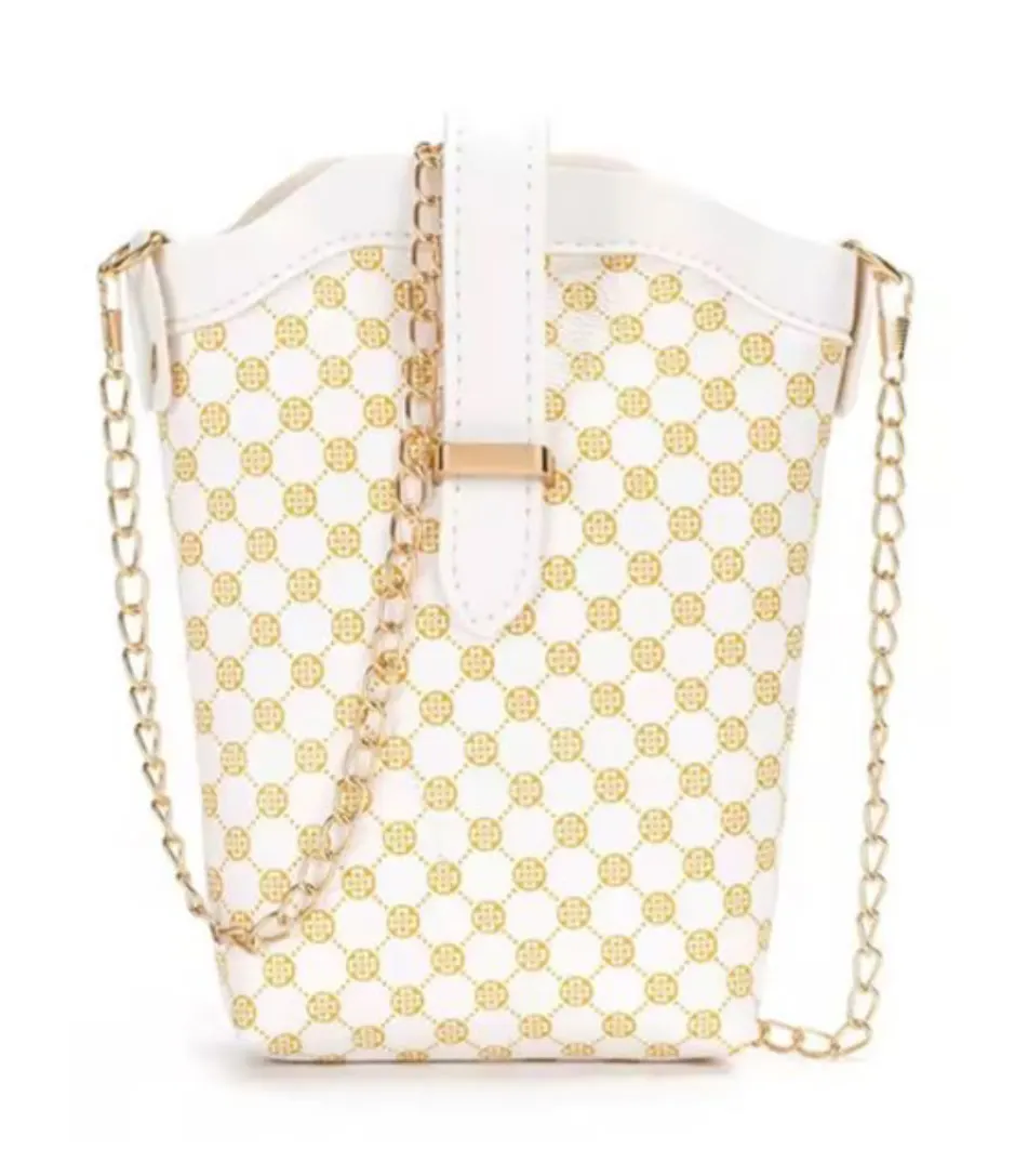 New Fashion Plaid Polka Dot Print Single Shoulder Bag Casual Oblique Chain Crossbody