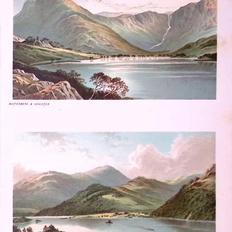 The Lakes Ullswater & Buttermere Victorian Antique Double Print-14