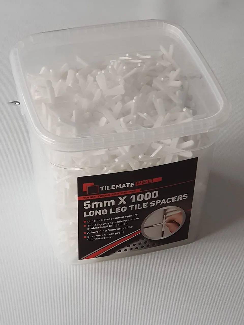 1000 x Tilemate Pro - Long Leg Tile Spacers (5mm X 35mm x 35mm)