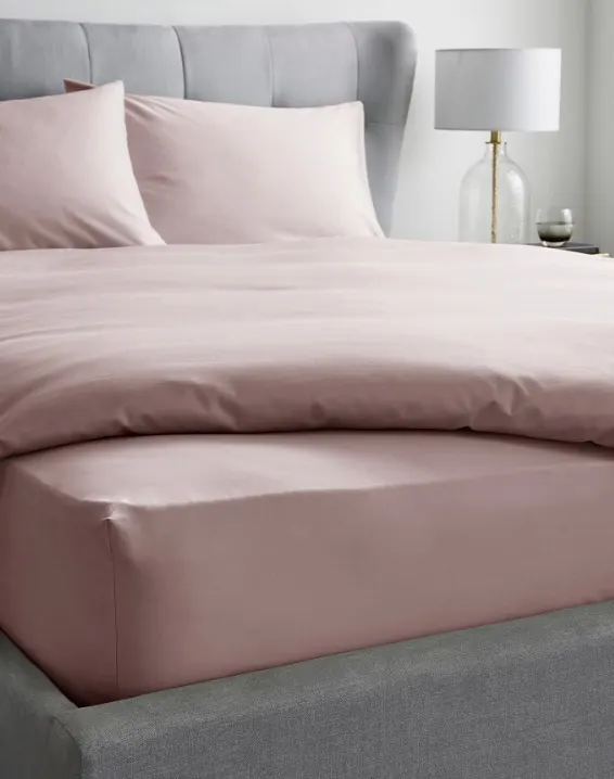 200TC PDYE Deep Fit Fitted Sheet Blush Single