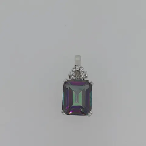 Silver Stamped 925 Mystic Topaz and CZ Set Pendant