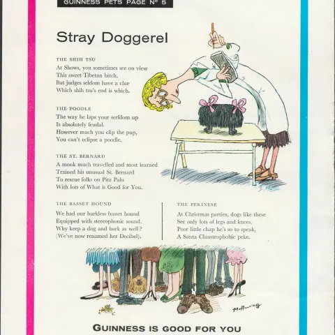 Original 1960 Guinness Pet Print Stray Doggerel-G.E. 3388.AThis Print Is Over 60 Years Old And Is