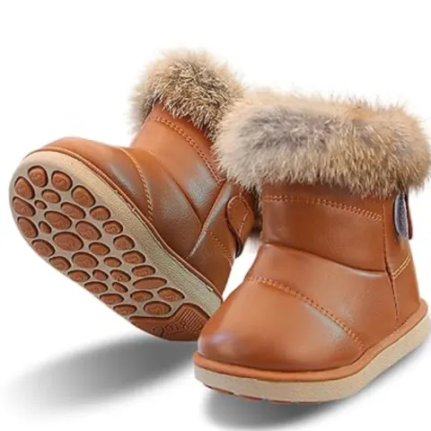 Girls’ Winter Warm Fur-Lined Ankle Boots Waterproof Snow Booties For Cold Weather Eu 26