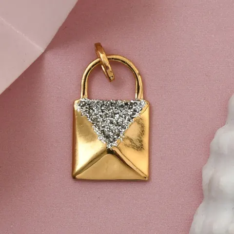 NEW!! 14K Gold Overlay Sterling Silver Lock Design Pendant