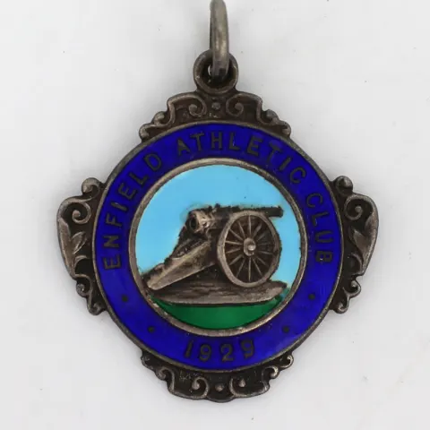 Enfield Athletic Club Enamel Silver Pendant Birmingham 1928