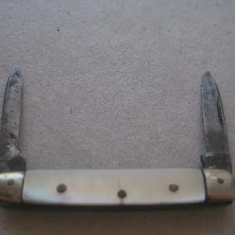 Victorian Mother of Pearl Hafted Twin Steel Bladed Folding Fruit Knife, c1900