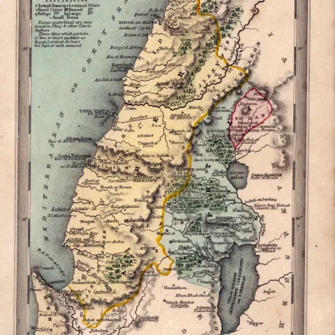 Tribes of Asher & Naphtali Antique Detailed Biblical William IV Map.
